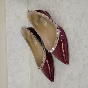 Valentino Rockstud red patent flats size 36